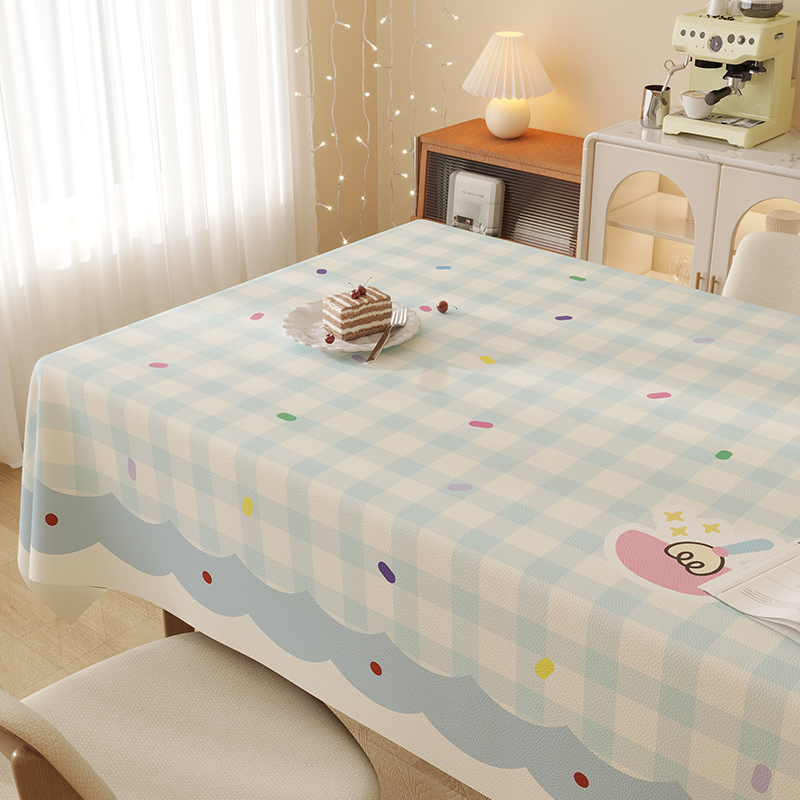 Cartoon Tablecloth Waterproof and Oil-Proof No-Wash Cream Style Tablecloth Tablecloth Pvc Coffee Table Cloth Kindergarten Plaid Tablecloth