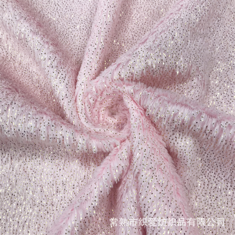 厂家供销 单面全涤PV绒满天星烫金 烫银长毛绒  玩具家纺面料