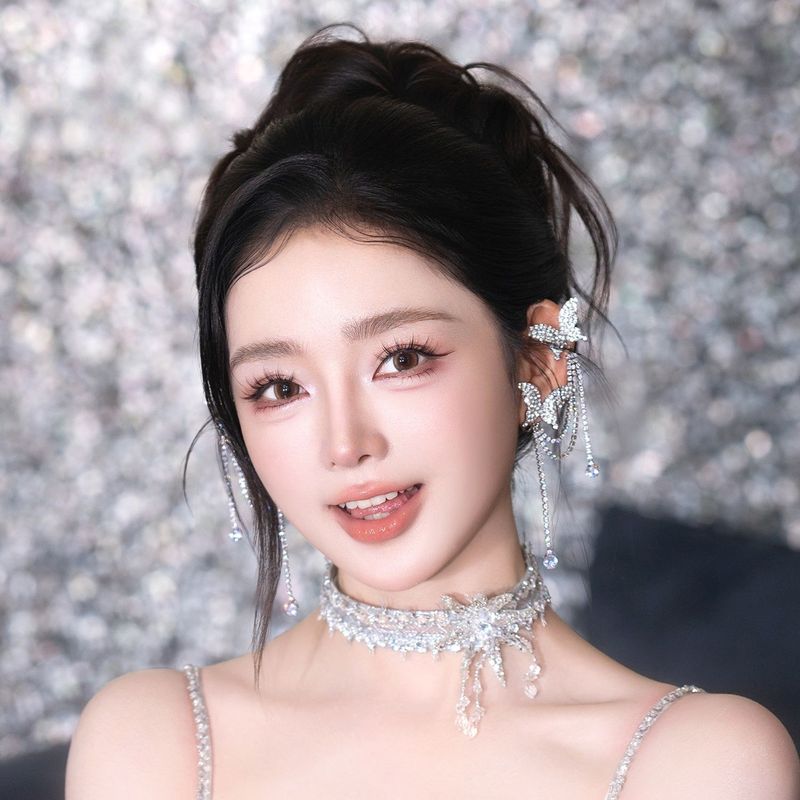 新款蝴蝶韩婚礼水钻合金耳环耳夹新娘婚纱跟妆时尚日常搭配耳饰品|undefined