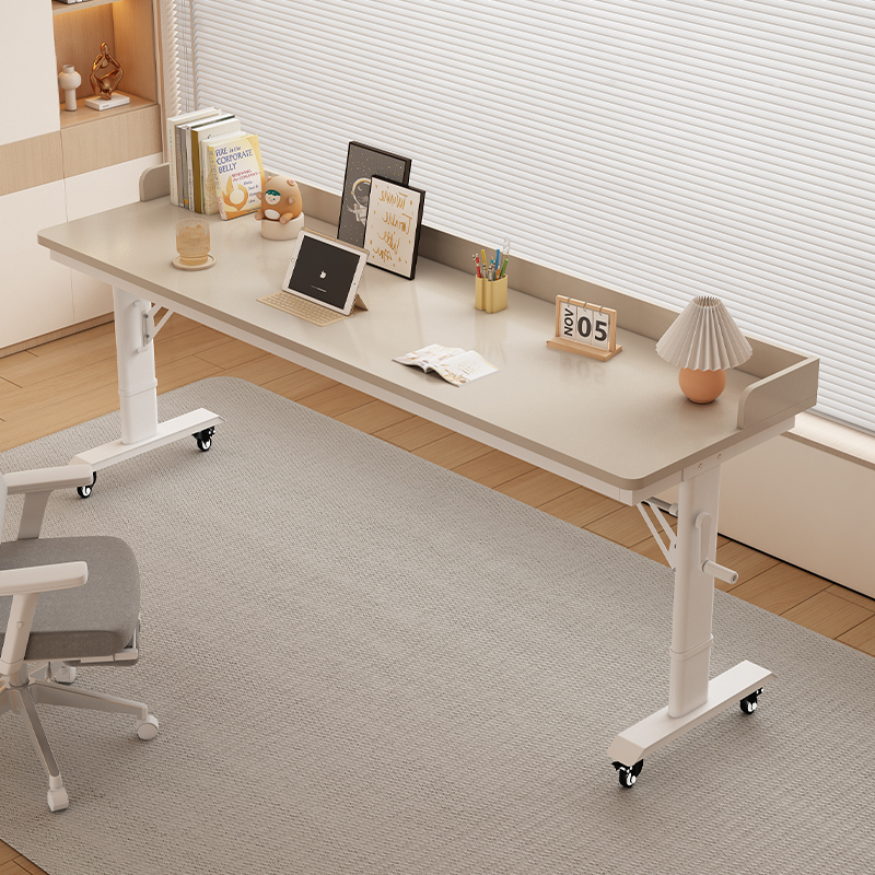 Adjustable Long Table, Movable Balcony Table, Solid Wood Cross-Bed Table, Small Apartment Bedside Desk, Computer Desk