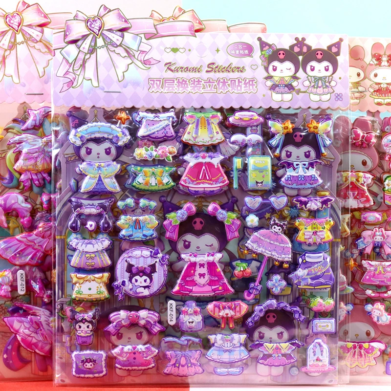 Детский мультфильм двухслойный стерео-куроми наклейка Мелоди стерео большой пузырь наклейка Санрио одеваются наклейки