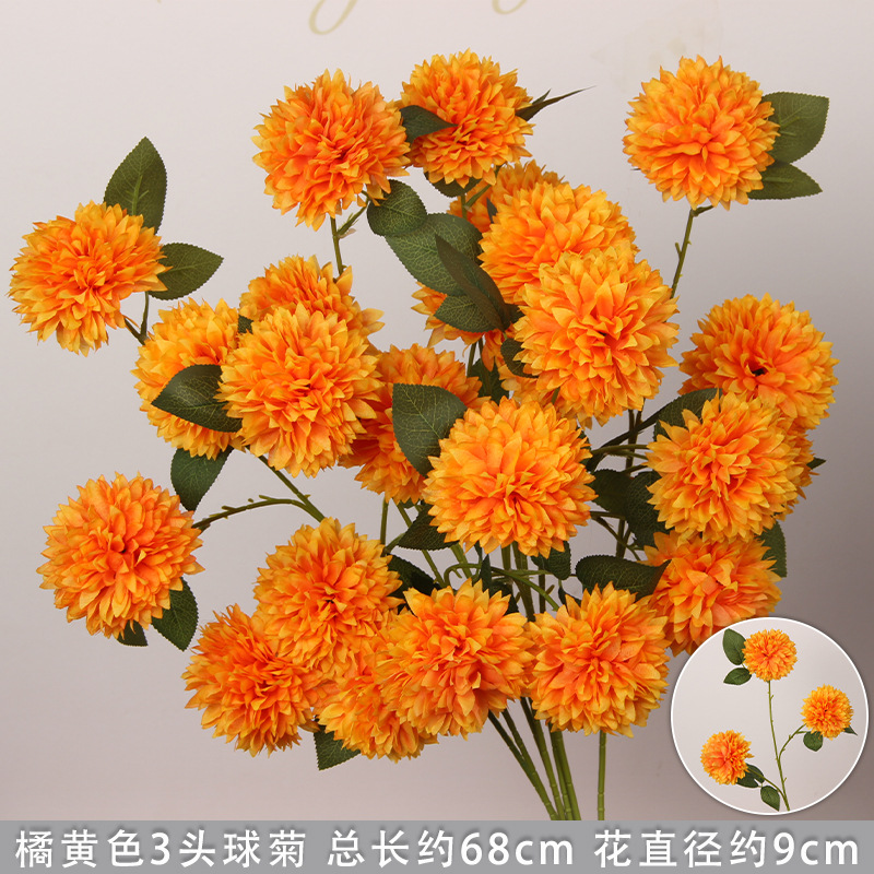Flores de imitación naranja peonía naranja hortenida neblina orquídea flor flor de boda seda naranja
