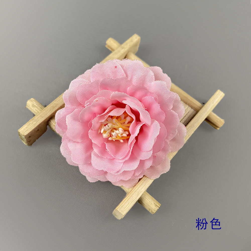 Simulación de flores de rododendro otoñal auditorio de bodas fotografía de guía de carretera decoración del hogar pequeña flor de peonía diy horquilla tocado 6cm