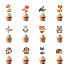 Fox Hedgehog Forest Small Animal Cake Plugin Cartoon Animals Birthday Bakery Cake Decoration Wholesale Custom