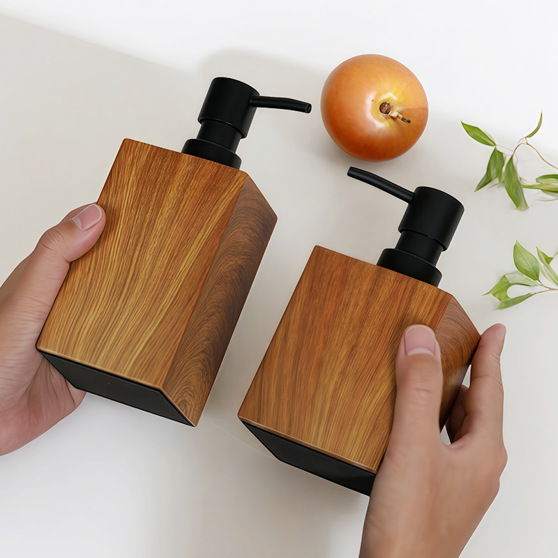 Amazon 新しいホテルの手指消毒剤ボトル泡クルミの木の質感のシャンプーシャワージェル樹脂バスルームボトル|undefined