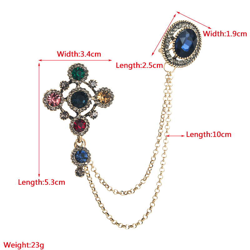 Fashion New Corsage Cross Shirt Collar Tassel Rhinestone Brooch Accessories display picture 1