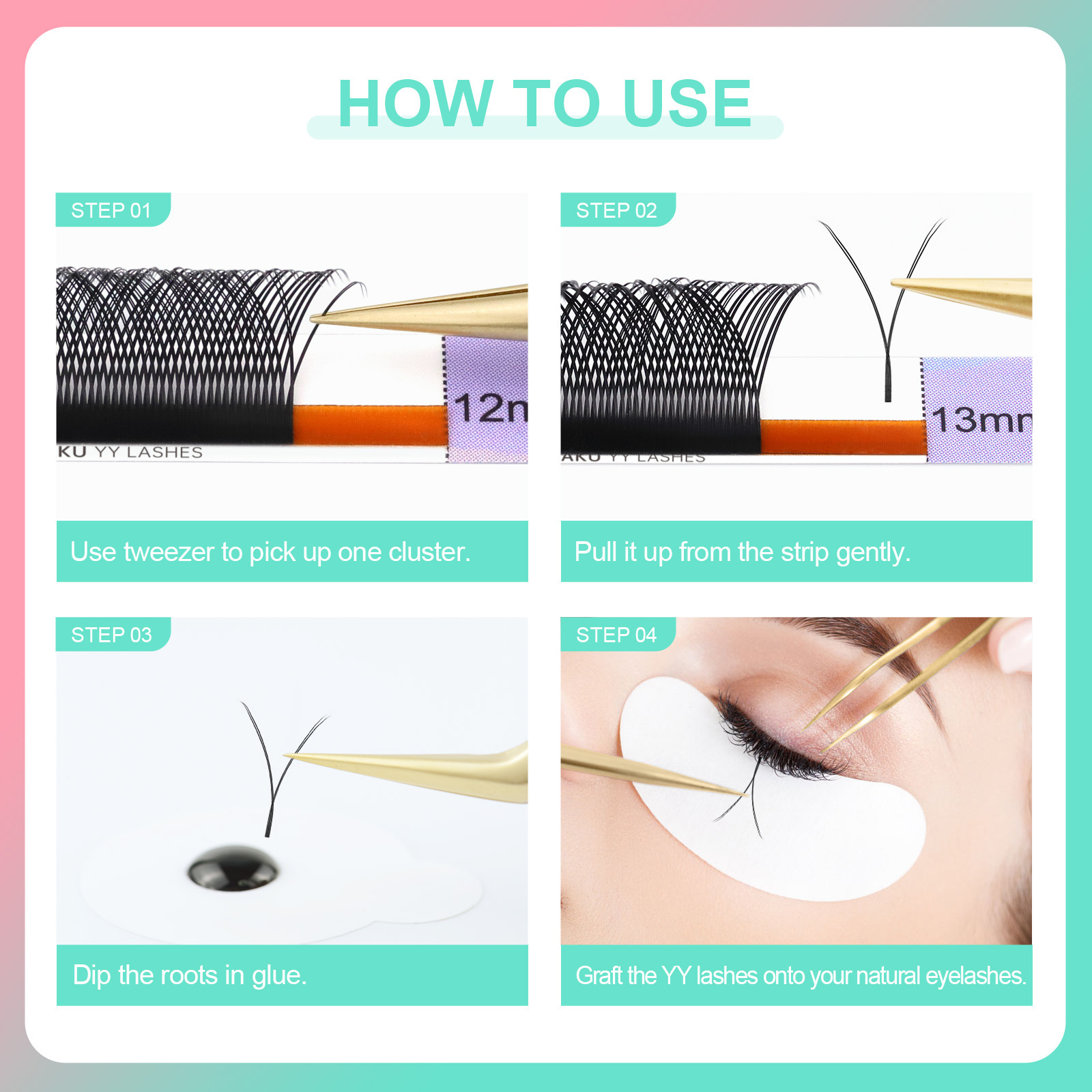 NAGARAKU54 fila de injerto de pestañas en forma de Y, longitud mixta 0.07 natural no es fácil de desprenderse de las pestañas falsas.