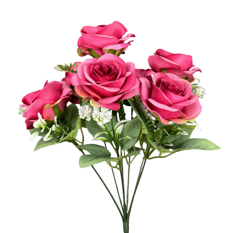 Simulación de 7 flores de rosas boda decoración del hogar decoración europea gran rosa transfronteriza decoración floral al por mayor