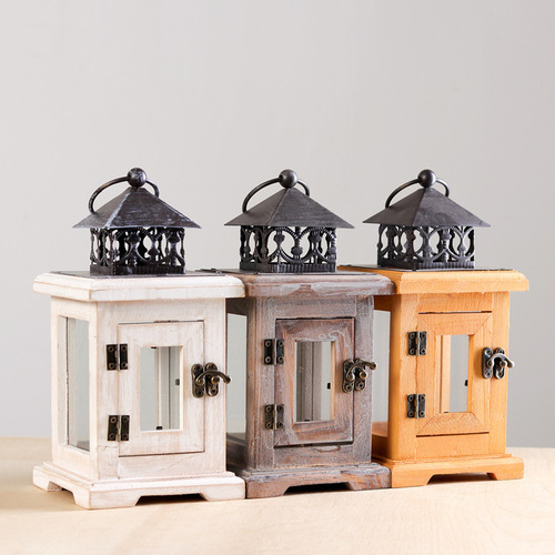 Vintage American Style Scented Glass Candle Holders with Wooden Craft Decor for Wholesale