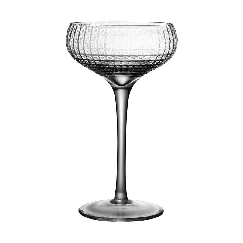 Copa de vidrio a rayas de estilo europeo taza de cóctel de noche helado postre Copa acampanada Martini Net copa de vino tinto