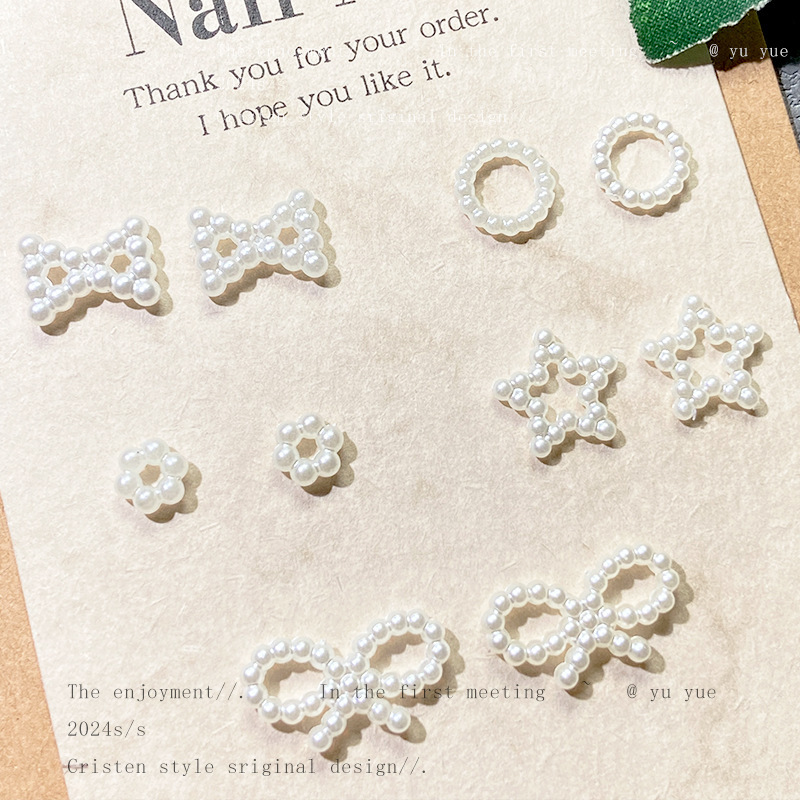 Hollow Pearl DIY Jewelry Accessories Resin Acrylic Bow Star Peach Heart Moon Nail Art Jewelry Wholesale