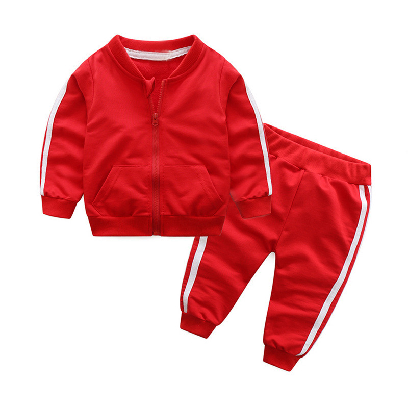 Versión coreana del bebé bebé de manga larga de punto en contraste color cremallera ropa de otoño traje deportivo pantalones cómodos ropa de niños transfronterizos kids image 3