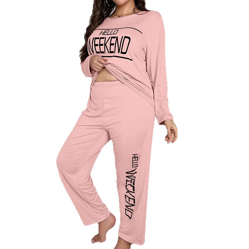 Nuevo conjunto de ropa de casa de seda de leche estampada de talla grande para mujer, pijama casual de uso diario para primavera y otoño, ropa de dormir gruesa_voghion.com