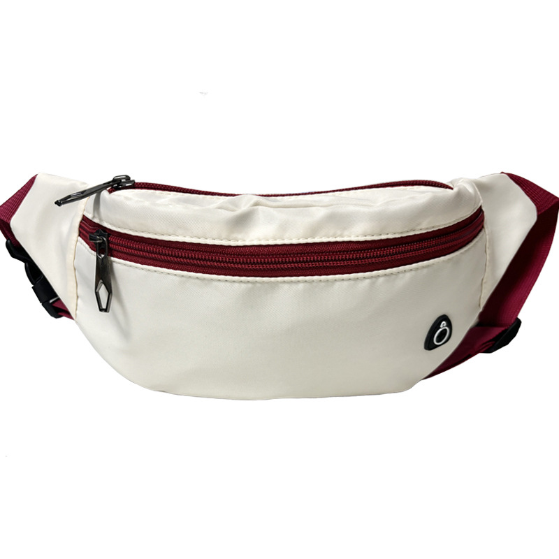 Off-white with dark red