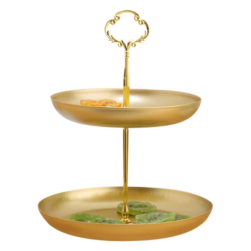 Двухслойная фруктовая тарелка из кованого железа для домашнего использования, подходит для журнальных столиков в гостиной, для вечеринок, для подачи фруктов, для домашних закусок, для хранения орехов, в качестве праздничного подарка.