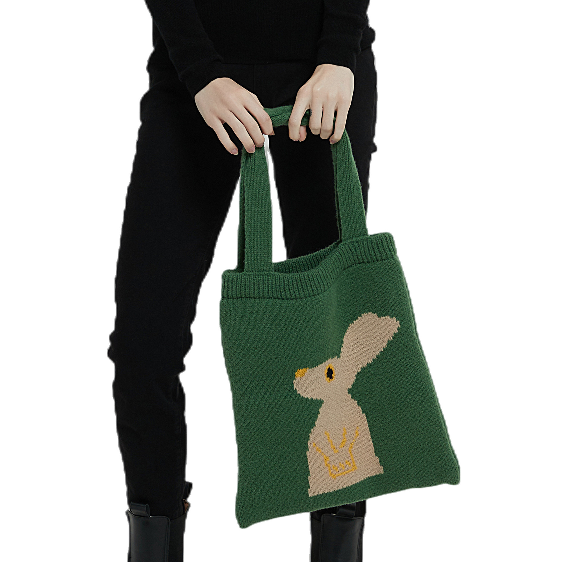 Unisex Knitted bag Rabbit Woven women's shoulder bag lazy casual bag_voghion.com