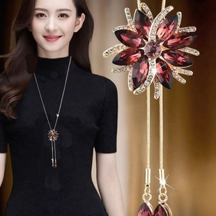 Unique Long Sweater Chain for Women Versatile Necklace Simple Fashion High-End Tassel Clothing Accessory Pendant Retro