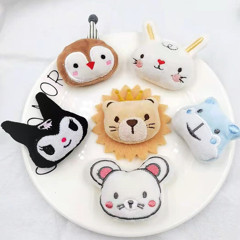 Cute plush cartoon animal doll head kulomi little lion pin student bag doll accessories wholesale
