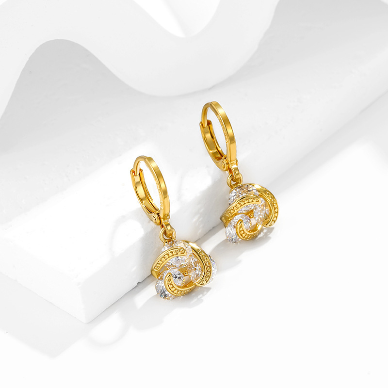 Xuping Pendientes largos con piedras de imitación – bisutería elegante, estilo vintage chapado en oro