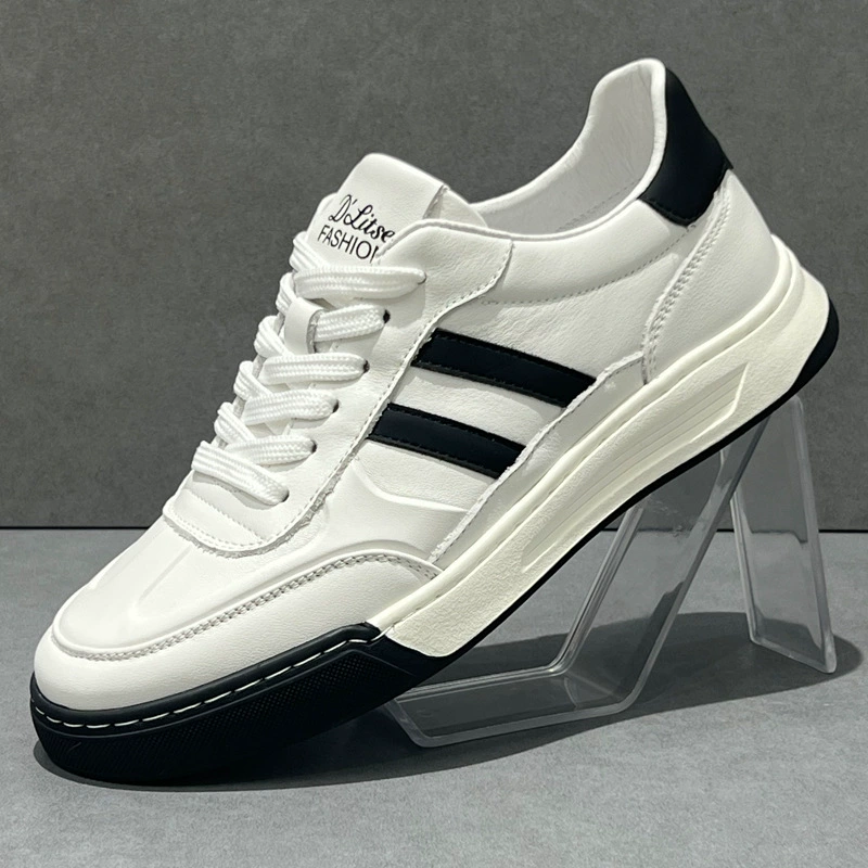 Весенние новые мужские туфли кожаные маленькие белые туфли толстые подошвы удобные дикие повседневные туфли мужские туфли дышащие мужские туфли