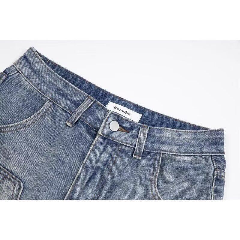 Men's Clothing Unisex Summer Retro Washed Denim Shorts Straight Leg Five Point Distressed Loose Fit Trendy Men's Clothing_mkmklike.com
