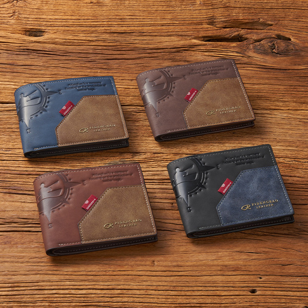 retro short fashionable capacious polyurethane wallet