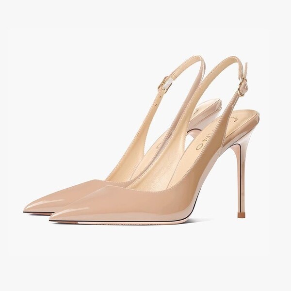 Summer high heels pointed-toe made of soft leather nude