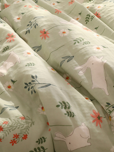 GJU8 Wholesale Daisy White Rabbit Green Double-layer Yarn Pure Cotton Quilt Cover Single Piece Cotton Quilt Cover Children's Double 200x