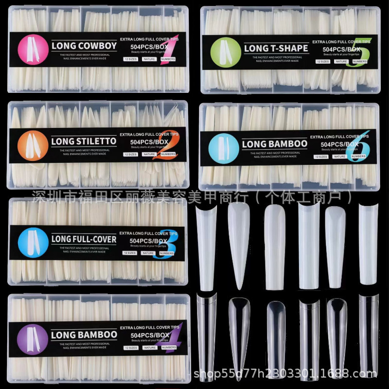 504Pcs Cross-Border Nail Art European and American Nail Tips XXXL Extended Length Ballet Denim Long Pointed Salon Nail Tips French Edge 504Pcs Cross-Border Nail Art European and American Nail Tips XXXL Extended Length Ballet Denim Long Pointed Salon Nail Tips French Edge
