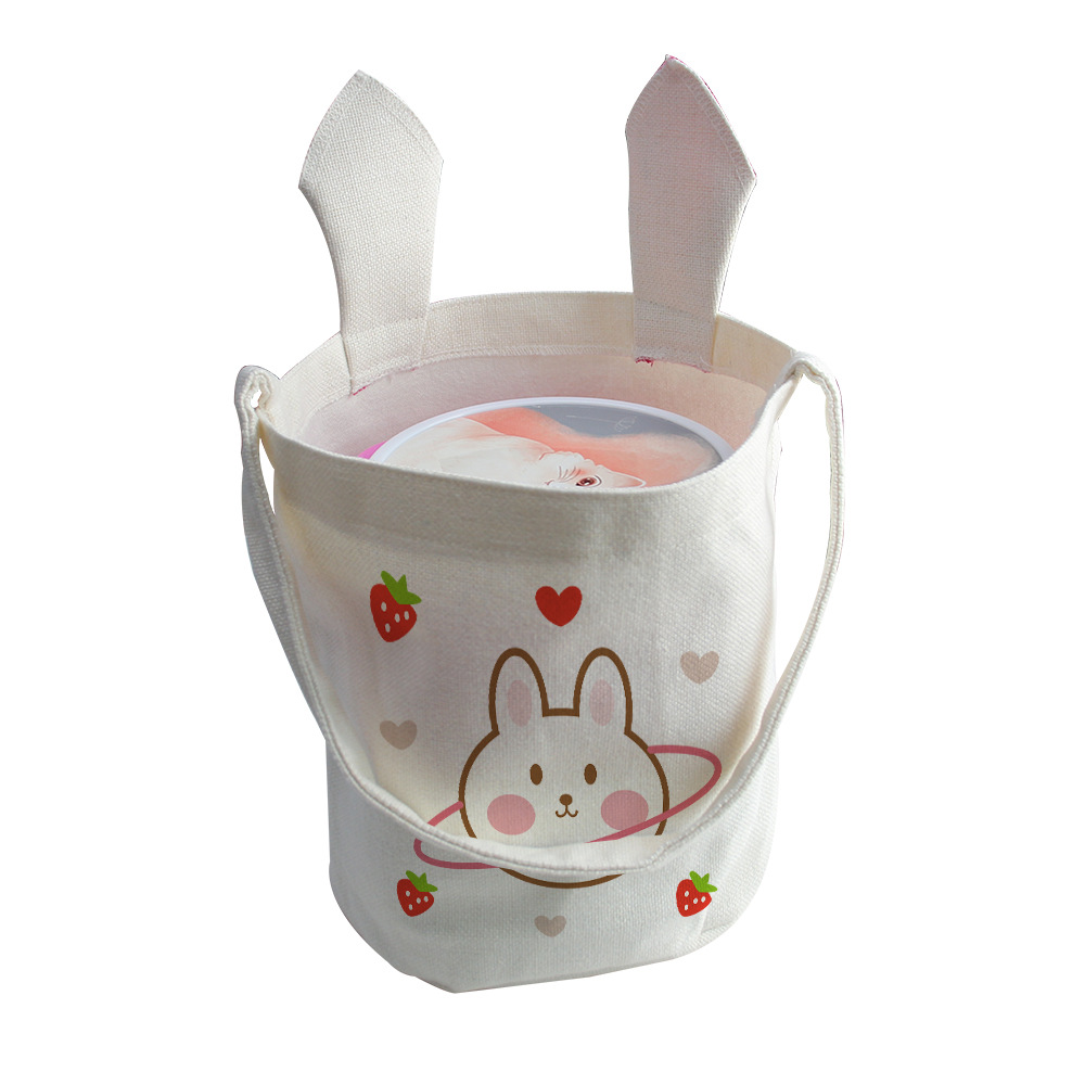 Orejas de conejo de Pascua bolsa de asas de transferencia de calor de impresión bolsa para figura DIY380 G algodón de lino en blanco al por mayor