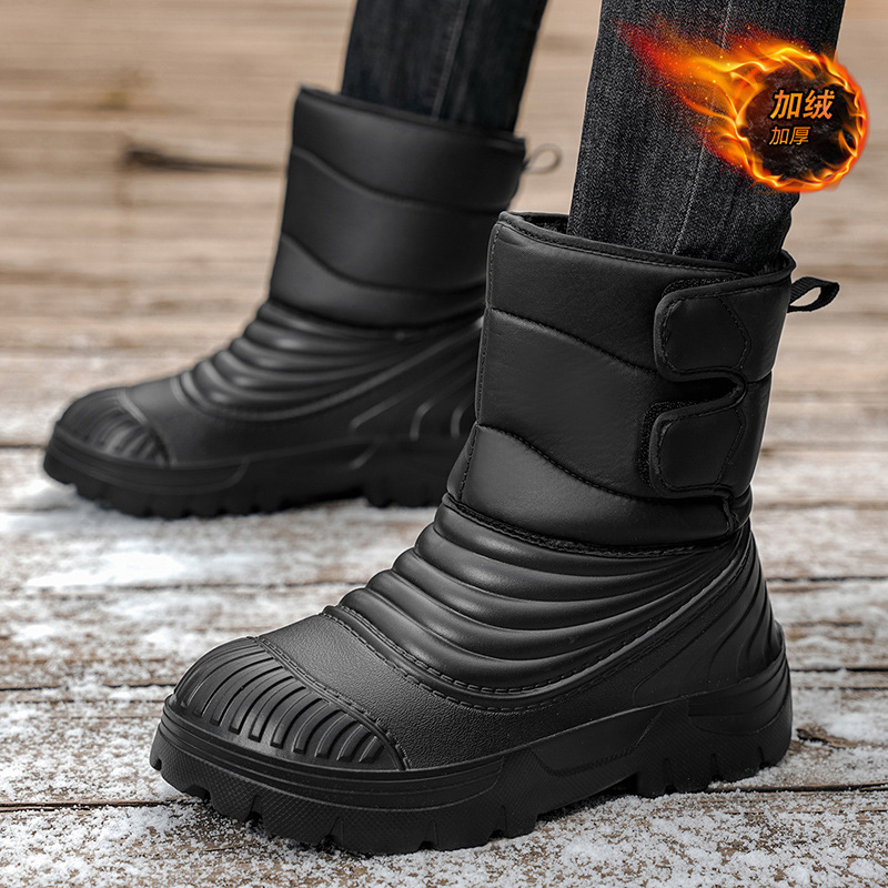 Cross-Border 50 Yards Large Size Snow Boots Men's Winter Warm Fleece-Lined Thickeneded Cotton Shoes British Style High-Top Waterproof Cotton Boots Cross-Border 50 Yards Large Size Snow Boots Men's Winter Warm Fleece-Lined Thickeneded Cotton Shoes British Style High-Top Waterproof Cotton Boots