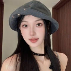 小范同款日系复古小众设计点点涂鸦褶皱渔夫帽女秋休闲百搭显脸小