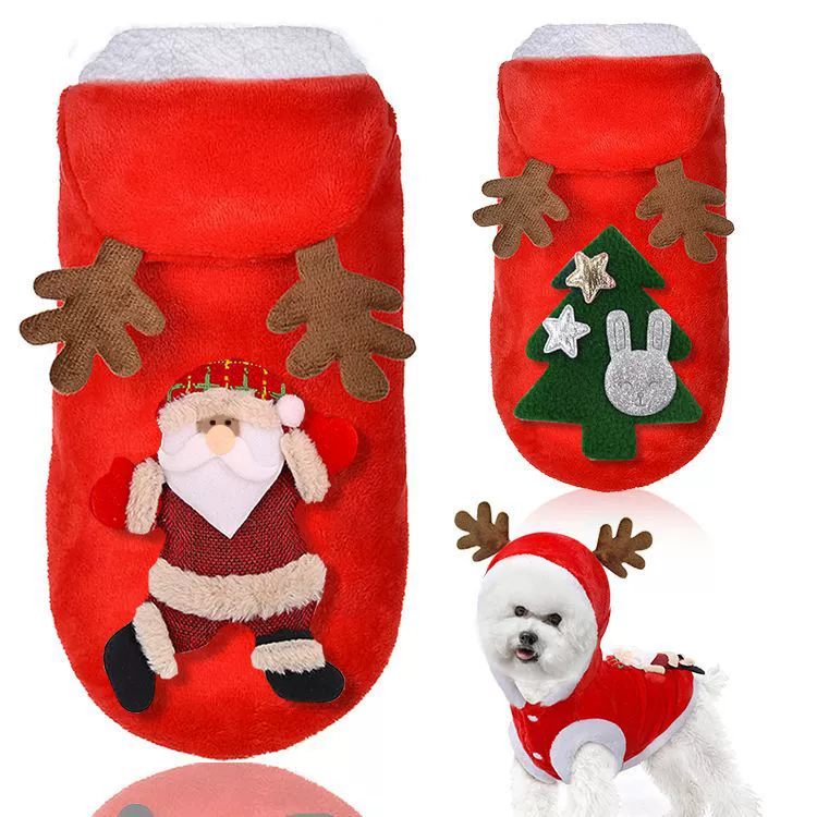 Фланцевые рога Санта-Клаус собаки кошки домашние животные осень-зима новая пуговица маленькая собака среднего размера Тедди Чжао Чжичэн