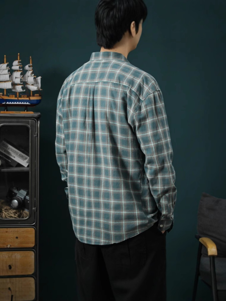 Camisas menos ropa nueva camisa a cuadros de manga larga para hombres casuales para jóvenes tops de solapa de manga larga para hombres exclusivos transfronterizos