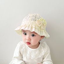 公主女宝宝帽子镂空蝴蝶结婴儿遮阳帽太阳薄款透气外出淑女