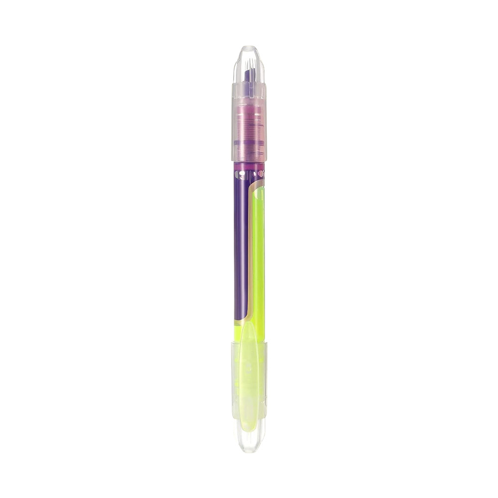 Pluma fluorescente recta de dos colores de doble cabeza de gran capacidad duradera de marcado clave estudiante marcador de color pluma fluorescente