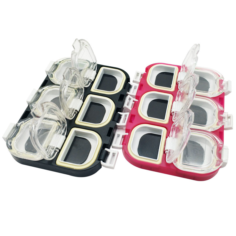 Accessoires de pêche en vente : boîte de rangement magnétique étanche multicolore à 6 compartiments pour hameçons, très populaire._voghion.com
