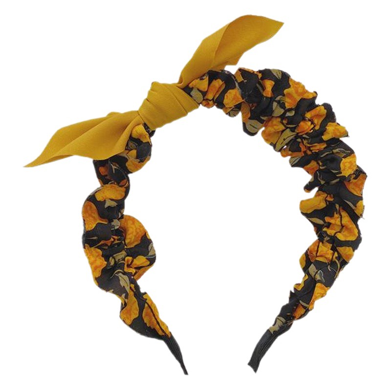 Estilo coreano floral plisado diadema retro todo partido arco fino diadema nueva tela Orejas de conejo lavado de cara Paquete de pelo