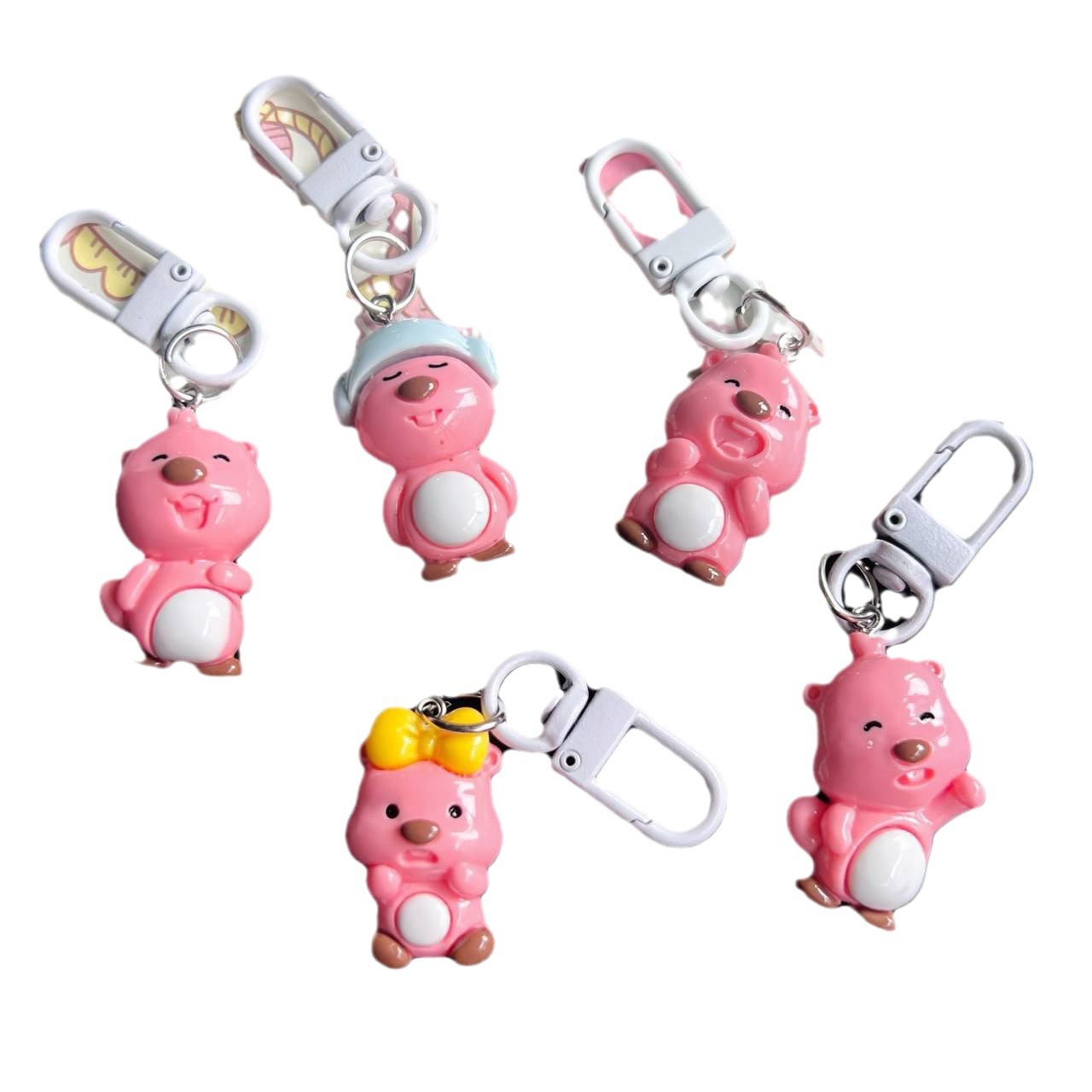 Pequeño Beaver llavero blanco Ruby dibujos animados mochila colgante ins lindo novias bolsa colgante accesorios de regalo