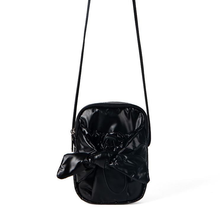 Bolso bandolera pequeño cuadrado de un solo hombro con lazo y diseño de nicho coreano nuevo 2024 para mujer con boca con cordón_voghion.com