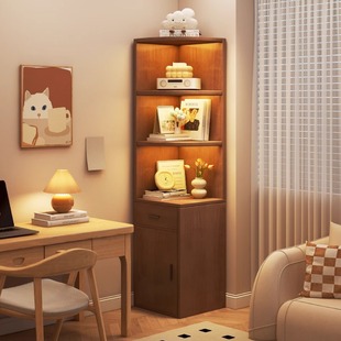 Solid Wood Corner Cabinet Corner Cabinet Triangle Storage Cabinet Floor-Standing Wall Narrow Gap Cabinet Children's Home Bookshelf Simple Bookcase