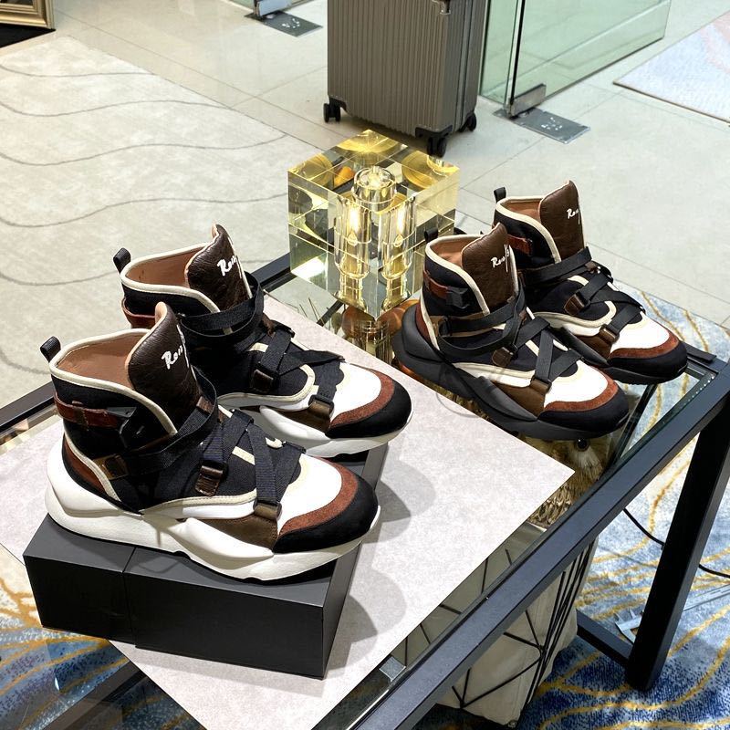 Trendy High-Top Dad Shoes Summer European Style Ins Super Popular Versatile Runway Color-Blocking Buckle Ninja Shoes