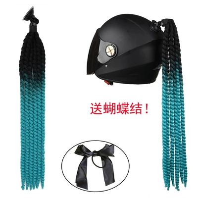 Motosiklet dəbilqələri | Wig Dreadlock Helmet Decoration - black-green-bullet-plus-black-butterfly