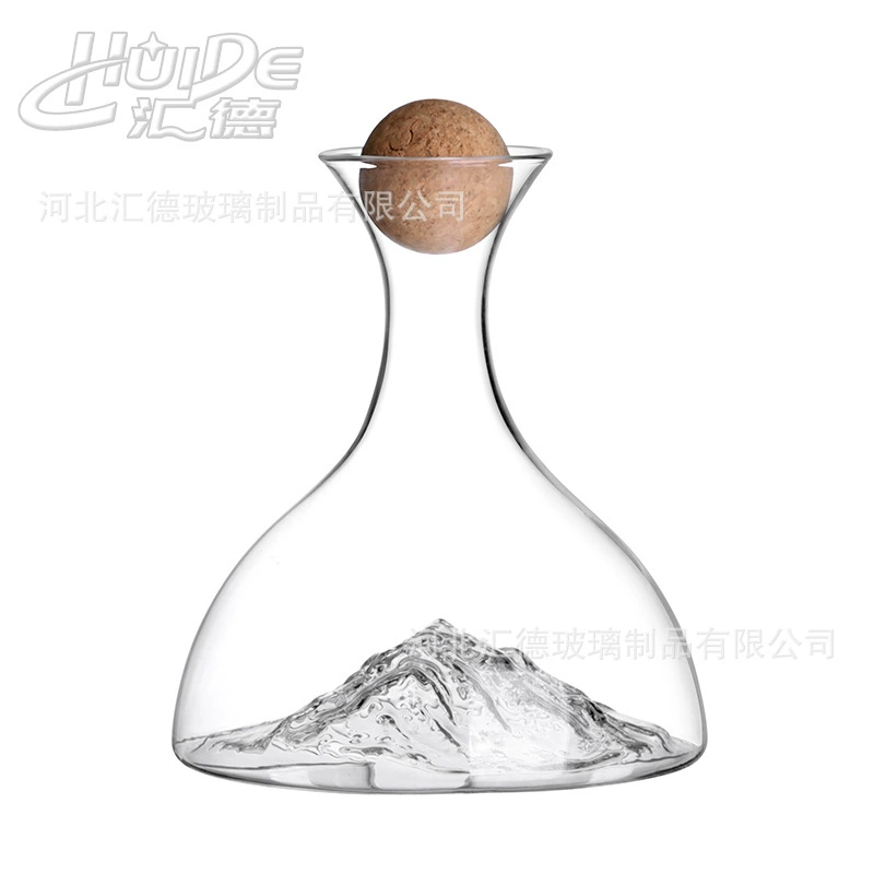 Simple high borosilized glass bartender with a wooden plug resistant high -temperature glass wine bottle