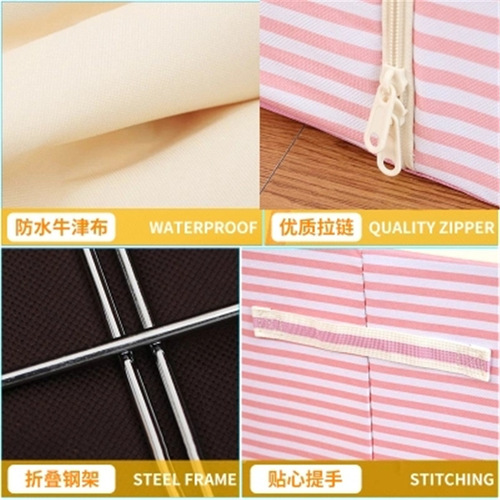 Pure Color Steel Frame Fabric Storage Cabinet Wardrobe Organizer Storage Box Transparent Storage Box for Blankets Clothes Storage Box