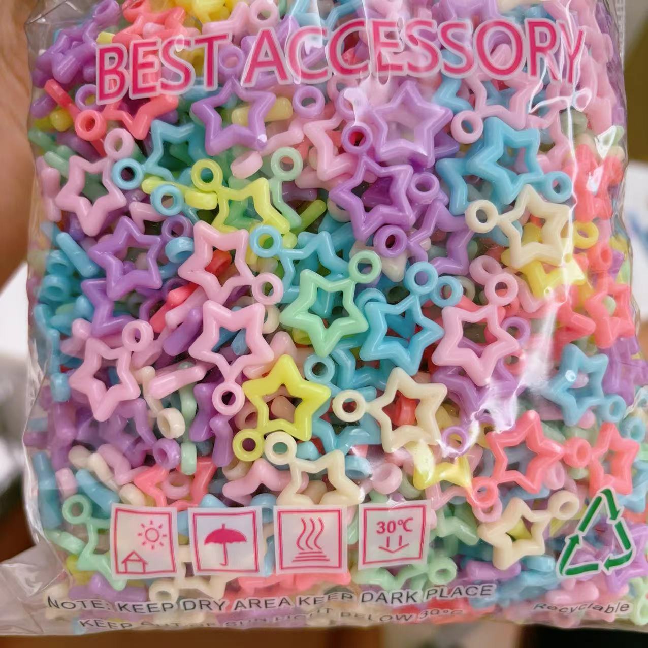 2025 Nuevas cuentas de cabello baratas en bolsa nuevas cuentas de plástico de color primavera diy gran agujero image 7