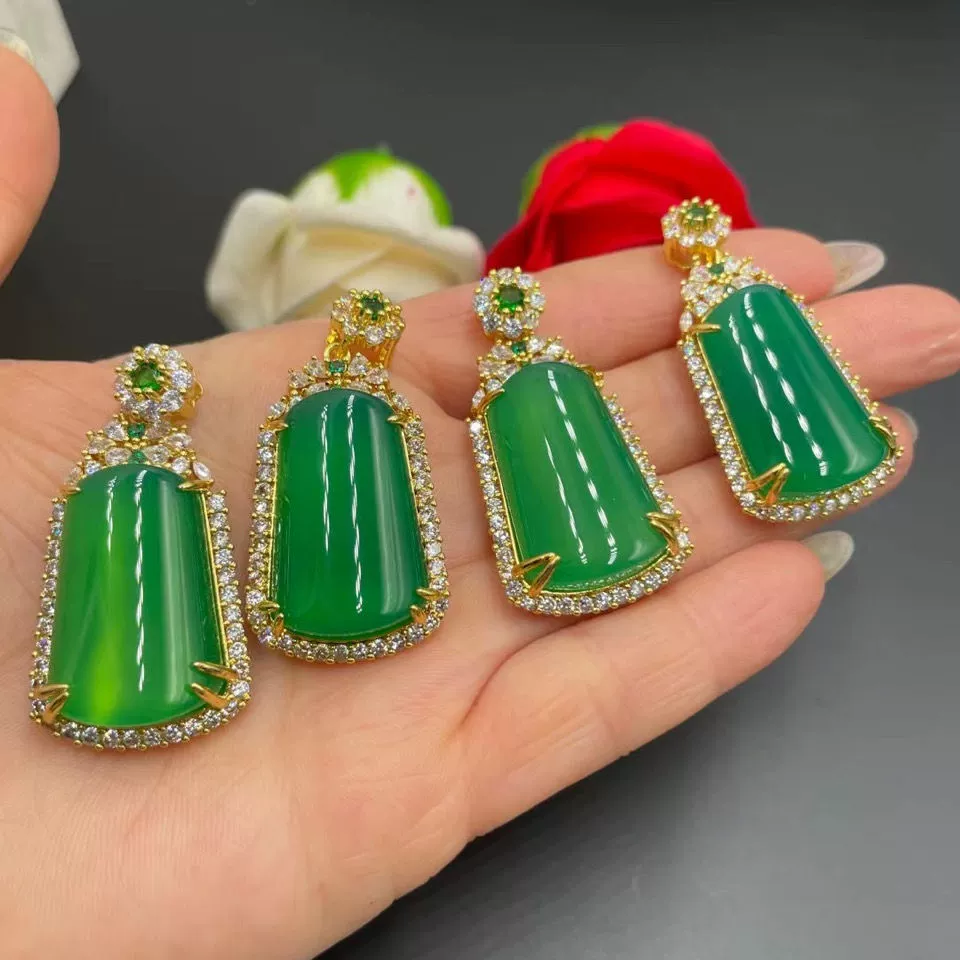 Кулон из Jade, зелёный драгоценный камень, опт, без цепочки
