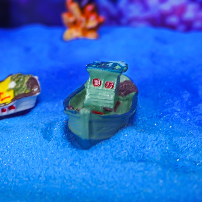 Nueva decoración para acuario, barco de resina, adorno para paisajismo de peceras, barco de pesca, mesa de arena, micropaisaje, modelo pequeño popular