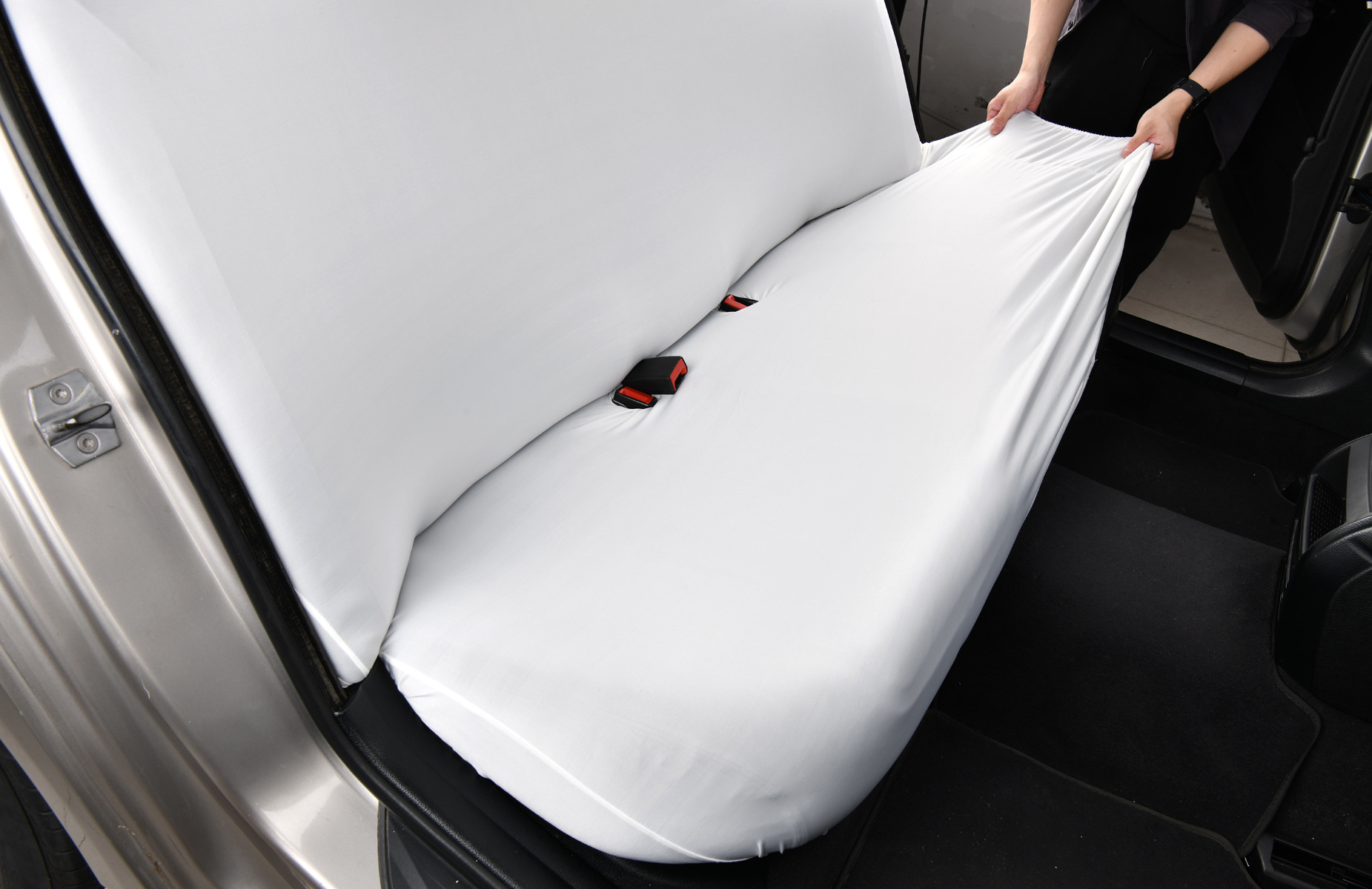 Elastic car cooling rear seat cushion cover, ice silk backrest seat cushion integrated seat protector, universal fit