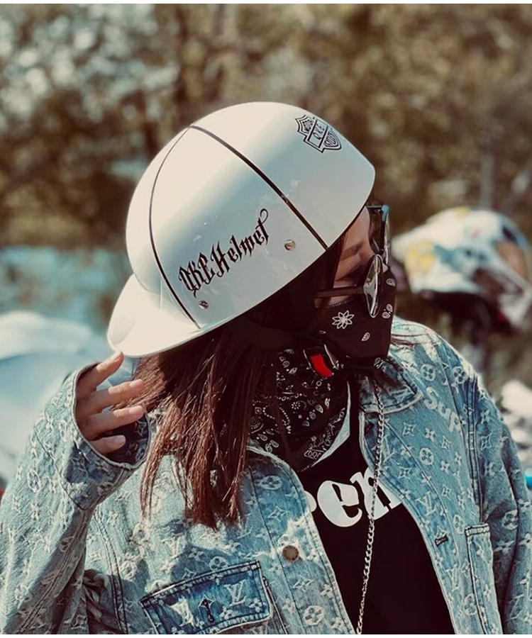 Motorcycle Helmet Women Summer Half Helmet Electric Motorbike Retro Sunscreen